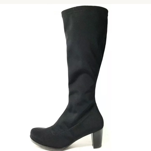 black microfiber stretch boots